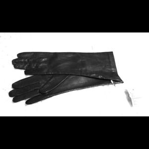 Lambskin leather extra long gloves in brown